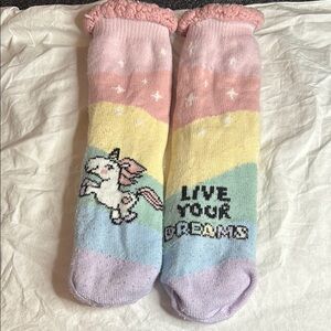 Cozy Pink Knit Unicorn Sock Slippers